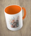 kubek camera flowers pomarańczowy