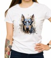 Damska biała koszulka doberman