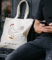 Zabawna torba na zakupy z uroczym kogutem - konkubentem, która będzie sympatycznym prezentem z przymrużeniem oka dla każdego mężczyzny z poczuciem humoru, który jest w nieformalnym związku