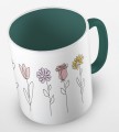 kolorowy kubek - flowers - z kwiatami - kolor ciemnozielony.jpg