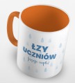 kolorowy kubek z hasłem - łzy uczniów zbierane przez pana profesora - kolor pomarańczowy.jpg