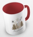 kolorowy kubek z hasłem Merry Christmas i grafiką choinek w panterke - kolor czerwony.jpg