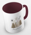 kolorowy kubek z hasłem Merry Christmas i grafiką choinek w panterke - kolor bordowy.jpg