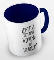 kolorowy kubek z hasłem - first five days after weekend are the hardest - kolor granatowy.jpg