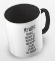 kolorowy kubek z hasłem - my week is monday, monday 2, monday 3, monday 4, friday, saturday, pre-monday - kolor czarny.jpg