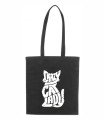 czarna torba bawełniana z długimi uszami, z nadrukiem - crazy cat lady 01.jpg