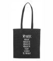 czarna torba bawełniana z długimi uszami, z nadrukiem - my week.jpg