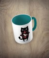 Kubek cat with a birdcage kolor ciemnozielony