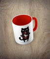 Kubek cat with a birdcage kolor czerwony