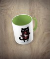 Kubek cat with a birdcage kolor jasnozielony