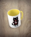 Kubek cat with a birdcage kolor żółty
