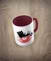 Kubek cat in a cup - kot w filiżance bordowy