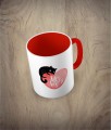 Kubek love bites with cat czerwony
