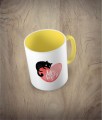 Kubek love bites with cat żółty