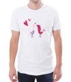 Biały T-shirt dla niego z całującymi się ptaszkami