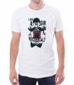 Biały T-shirt męski z rysunkiem pana w kapeluszu