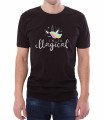 Czarny męski T-shirt z jednorożcem