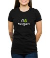 Czarna damska koszulka napisem go vegan - zostań weganinem