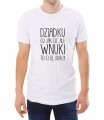 Biała męska koszulka z napisem "dziadku, co jak co, ale wnuki to ci się udały"