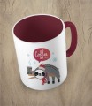 Bordowy kubek christmas coffee time sloth