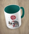 Ciemnozielony kubek christmas coffee time sloth
