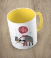 Żółty kubek christmas coffee time sloth