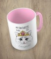 Różowy kubek my favourite day i s caturday