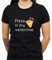 Czarna damska koszulka pizza is my valentine