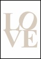 Graficzny plakat z beżowym napisem LOVE