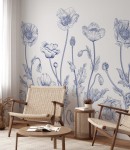 Tapeta blue and white poppies