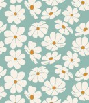 Próbka tapety beżowe kwiaty na zielonym tle