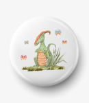 Button jasnozielony dinozaur parazaurolof