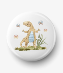 Button brązowy dinozaur tyrannosaurus