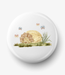 Button brązowy dinozaur triceratops