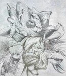 Próbka tapety flower on concrete wall