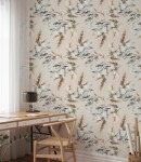 Tapeta kwiaty vintage na beżowym tle