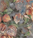 Próbka tapety pąki na betonowej ścianie