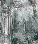 Próbka tapety watercolor tropics with columns