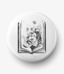 Button książka z kwiatami