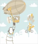 Próbka fototapety balony nad miastem