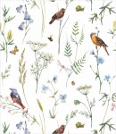 Próbka tapety rośliny i ptaki