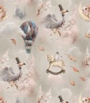 Próbka tapety magiczne flamingi na szarym tle