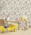 Tapeta białe króliki i liście