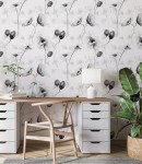 Tapeta czarno-białe kwiaty