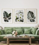 Zestaw plakatów liście i chryzantemy