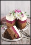 Plakat tort warstwowy z kwiatami