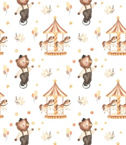 Próbka tapety miś w cyrku