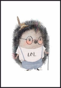 Plakat Uśmiechnięty jeżyk z piórkiem