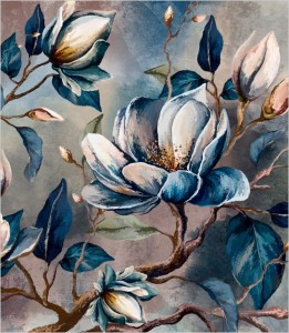 Próbka tapety gałęzie akwarelowych kwiatów