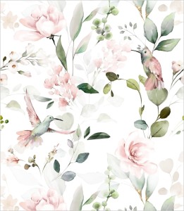 Próbka tapety kolibry na kwiatach